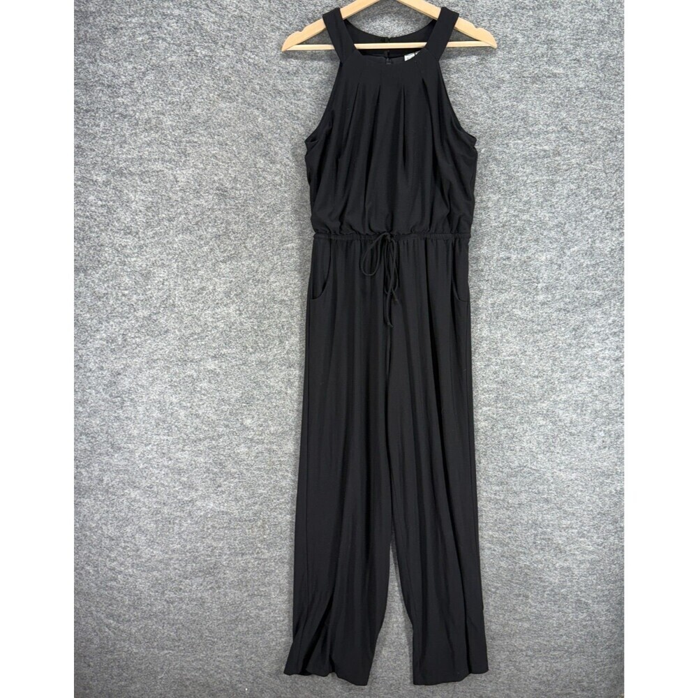 Emma & Michele Jumpsuit Women S Small Black Sleeveless Drawstring Hook & Eye